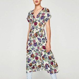 Zara Trafaluc Speak Less floral midi dress